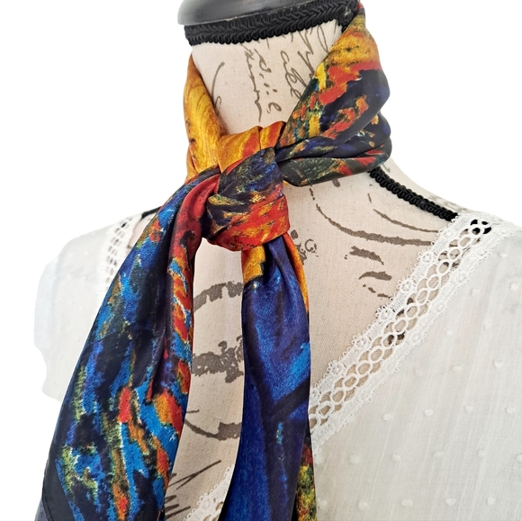 💖 2/$30 Square Satin abstract art oil painting Hair neck or purse Scarf New - Picture 8 of 16